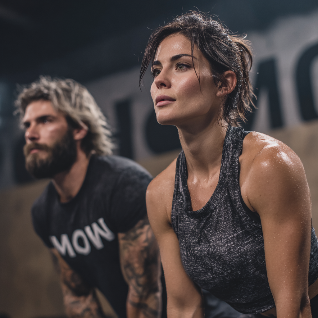 Adulți români concentrați urmând instrucțiuni precise de antrenament într-un mediu modern de fitness, demonstrând tehnica corectă